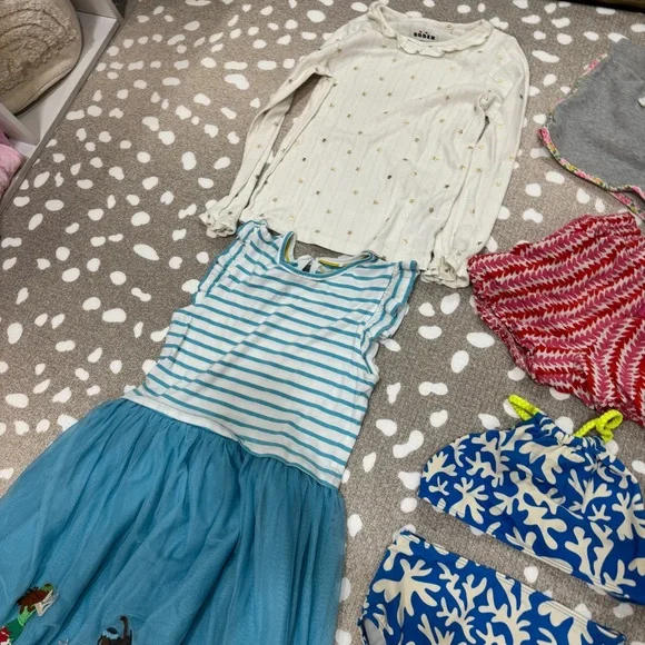 Lot of 9 Mini Boden girls dress embroidered applique shorts tee swimsuit set - Picture 10 of 15